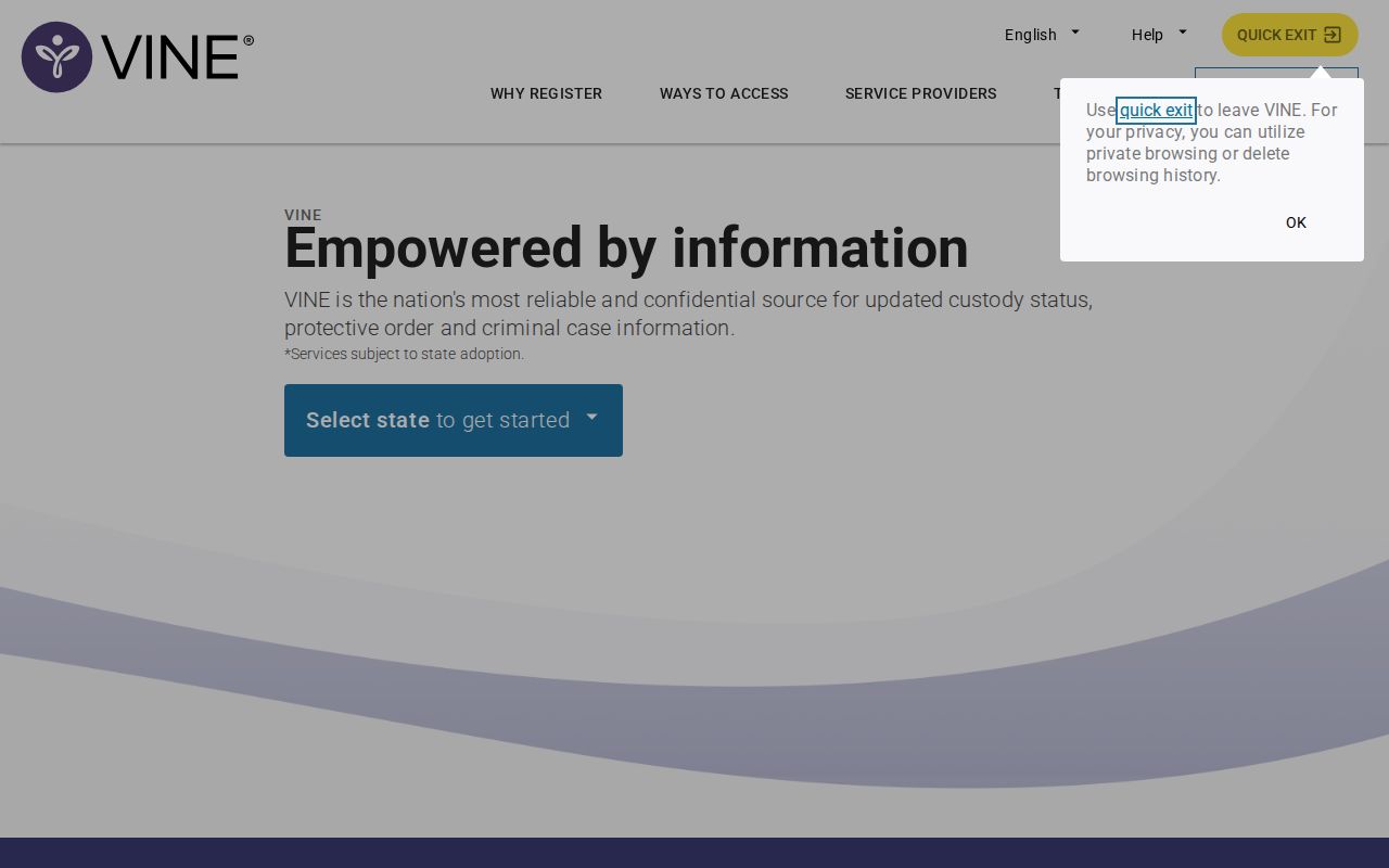 Juniata County VINELink inmate search and release notification controls